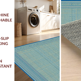 Ultra Soft Area Rug, Non Slip, Stain Resistant, Washable Area Rugs for Living Room, Bedroom, Vibrant Symmetrical Modern Elements(Blue)