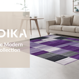 Ultra Soft Area Rug, Non Slip, Stain Resistant, Washable Area Rugs for Living Room, Bedroom, Stylish Monochrome Abstract Elements(Purple)
