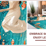 Ultra Soft Area Rug, Non Slip, Stain Resistant, Washable Area Rugs for Living Room, Bedroom, Colorful Nautical Fantasy Design(Blue)