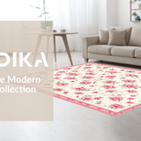 Ultra Soft Area Rug, Non Slip, Stain Resistant, Washable Area Rugs for Living Room, Bedroom, Elegant Petal-Patterned Serenity(Beige)