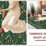 Ultra Soft Area Rug, Non Slip, Stain Resistant, Washable Area Rugs for Living Room, Bedroom, Whimsical Green Floral Fusion(Green)