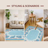 Ultra Soft Area Rug, Non Slip, Stain Resistant, Washable Area Rugs for Living Room, Bedroom, Transitional Beach Vibe Aesthetic(Blue)