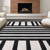 Ultra Soft Area Rug, Non Slip, Stain Resistant, Washable Area Rugs for Living Room, Bedroom, Geometric Stripe Area Rug: Contemporary Design(Black)