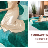 Ultra Soft Area Rug, Non Slip, Stain Resistant, Washable Area Rugs for Living Room, Bedroom, Vibrant Contemporary Fluid Shapes(Green)
