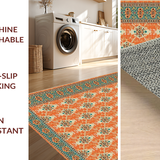Ultra Soft Area Rug, Non Slip, Stain Resistant, Washable Area Rugs for Living Room, Bedroom, Artful Teal and Orange Symmetry(Orange)
