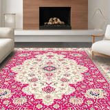 Ultra Soft Area Rug, Non Slip, Stain Resistant, Washable Area Rugs for Living Room, Bedroom, Whimsical Colorful Trellis Style(White)