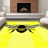 Ultra Soft Area Rug, Non Slip, Stain Resistant, Washable Area Rugs for Living Room, Bedroom, Charming Garden Bee Design(Yellow)