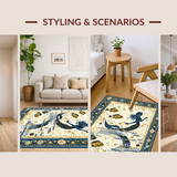 Ultra Soft Area Rug, Non Slip, Stain Resistant, Washable Area Rugs for Living Room, Bedroom, Vintage Coastal Mermaid Illustration(Gold)
