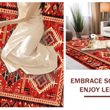 Ultra Soft Area Rug, Non Slip, Stain Resistant, Washable Area Rugs for Living Room, Bedroom, Contemporary Abstract Southwestern Fusion(Red)