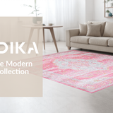 Ultra Soft Area Rug, Non Slip, Stain Resistant, Washable Area Rugs for Living Room, Bedroom, Rustic Textured Geometric Harmony(Pink)