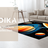 Ultra Soft Area Rug, Non Slip, Stain Resistant, Washable Area Rugs for Living Room, Bedroom, Solar System Themed Circle Mat(Orange)