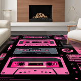 Ultra Soft Area Rug, Non Slip, Stain Resistant, Washable Area Rugs for Living Room, Bedroom, Dynamic Colorful Music Visual(Pink)