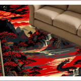 Ultra Soft Area Rug, Non Slip, Stain Resistant, Washable Area Rugs for Living Room, Bedroom, Vibrant Castle Inspired Illusion(Red)