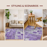 Ultra Soft Area Rug, Non Slip, Stain Resistant, Washable Area Rugs for Living Room, Bedroom, Dynamic Abstract Expressionist Theme(Purple)
