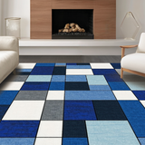 Contemporary Blue Geometric Fusion(Blue)