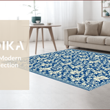 Ultra Soft Area Rug, Non Slip, Stain Resistant, Washable Area Rugs for Living Room, Bedroom, Elegant Damask Front Porch Stain-Resistant Rug(Blue)