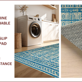 Ultra Soft Area Rug, Non Slip, Stain Resistant, Washable Area Rugs for Living Room, Bedroom, Luxurious Vintage Tiled Aesthetic(Blue)