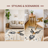 Ultra Soft Area Rug, Non Slip, Stain Resistant, Washable Area Rugs for Living Room, Bedroom, Trendy Beige Patterned Aesthetic(Brown)