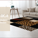 Ultra Soft Area Rug, Non Slip, Stain Resistant, Washable Area Rugs for Living Room, Bedroom, Luxurious Exotic Print Statement(Black)