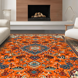 Ultra Soft Area Rug, Non Slip, Stain Resistant, Washable Area Rugs for Living Room, Bedroom, Modern Warm Tones Artful Layout(Orange)