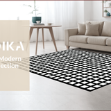 Ultra Soft Area Rug, Non Slip, Stain Resistant, Washable Area Rugs for Living Room, Bedroom, Elegant Monochrome Checkerboard Aesthetic(Black)
