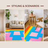 Ultra Soft Area Rug, Non Slip, Stain Resistant, Washable Area Rugs for Living Room, Bedroom, Multicolored Fun Activity Surface(Orange)