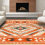 Ultra Soft Area Rug, Non Slip, Stain Resistant, Washable Area Rugs for Living Room, Bedroom, Trendy Earthy Geometric Aesthetics(Orange)