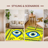 Ultra Soft Area Rug, Non Slip, Stain Resistant, Washable Area Rugs for Living Room, Bedroom, Elegant Colorful Medallion Style(Yellow)