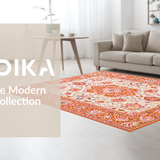 Ultra Soft Area Rug, Non Slip, Stain Resistant, Washable Area Rugs for Living Room, Bedroom, Lively Orange Garden Inspired Rug(Orange)