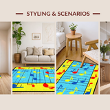 Ultra Soft Area Rug, Non Slip, Stain Resistant, Washable Area Rugs for Living Room, Bedroom, Colorful Child-Friendly Note Design(Blue)