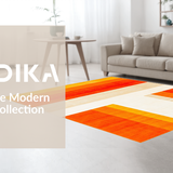 Ultra Soft Area Rug, Non Slip, Stain Resistant, Washable Area Rugs for Living Room, Bedroom, Vivid Abstract Rainbow Motif(Orange)