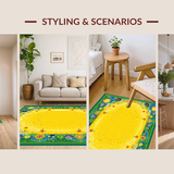 Ultra Soft Area Rug, Non Slip, Stain Resistant, Washable Area Rugs for Living Room, Bedroom, Vibrant Abstract Sunshine Motif(Yellow)
