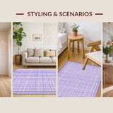 Ultra Soft Area Rug, Non Slip, Stain Resistant, Washable Area Rugs for Living Room, Bedroom, Playful Modern Checkered Style(Purple)