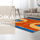 Ultra Soft Area Rug, Non Slip, Stain Resistant, Washable Area Rugs for Living Room, Bedroom, Striking Colorful Court Layout(Brown)