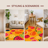 Ultra Soft Area Rug, Non Slip, Stain Resistant, Washable Area Rugs for Living Room, Bedroom, Dynamic Summer Fruit Vibe(Orange)