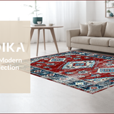 Ultra Soft Area Rug, Non Slip, Stain Resistant, Washable Area Rugs for Living Room, Bedroom, Rustic Red Medallion Design(Red)