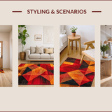 Ultra Soft Area Rug, Non Slip, Stain Resistant, Washable Area Rugs for Living Room, Bedroom, Warm Toned Copper Bedroom Non-Slip Aesthetic Carpet(Red)