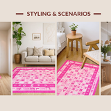 Ultra Soft Area Rug, Non Slip, Stain Resistant, Washable Area Rugs for Living Room, Bedroom, Joyful Pink Alphabetic Cozy Area(Pink)