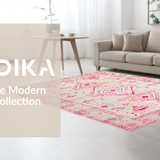 Ultra Soft Area Rug, Non Slip, Stain Resistant, Washable Area Rugs for Living Room, Bedroom, Chic Minimalist Floral Design(Pink)