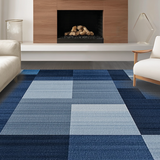 Ultra Soft Area Rug, Non Slip, Stain Resistant, Washable Area Rugs for Living Room, Bedroom, Elegant Modernist Square Style(Blue)