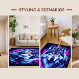Ultra Soft Area Rug, Non Slip, Stain Resistant, Washable Area Rugs for Living Room, Bedroom, Dynamic Celestial Creature Motif(Purple)