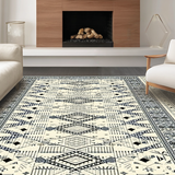 Ultra Soft Area Rug, Non Slip, Stain Resistant, Washable Area Rugs for Living Room, Bedroom, Sophisticated Minimalist Patterned Piece(Beige)