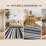 Ultra Soft Area Rug, Non Slip, Stain Resistant, Washable Area Rugs for Living Room, Bedroom, Contemporary Black White Trellis Motif(Black)