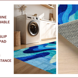 Ultra Soft Area Rug, Non Slip, Stain Resistant, Washable Area Rugs for Living Room, Bedroom, Abstract Wave Design(Blue)