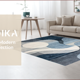 Ultra Soft Area Rug, Non Slip, Stain Resistant, Washable Area Rugs for Living Room, Bedroom, Chic Grey Geometric Elements(Blue)
