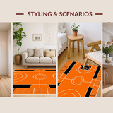 Ultra Soft Area Rug, Non Slip, Stain Resistant, Washable Area Rugs for Living Room, Bedroom, Playful Kids' Basketball Theme Decor(Orange)