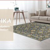 Ultra Soft Area Rug, Non Slip, Stain Resistant, Washable Area Rugs for Living Room, Bedroom, Elegant Floral Patterned Motif(Gray)