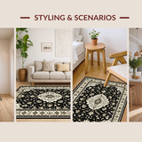 Ultra Soft Area Rug, Non Slip, Stain Resistant, Washable Area Rugs for Living Room, Bedroom, Chic Rustic Tiled Motif Aesthetic(Black)