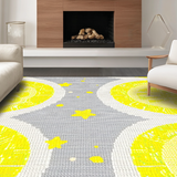 Ultra Soft Area Rug, Non Slip, Stain Resistant, Washable Area Rugs for Living Room, Bedroom, Lively Round Graphic Design(Yellow)