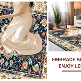 Ultra Soft Area Rug, Non Slip, Stain Resistant, Washable Area Rugs for Living Room, Bedroom, Bright Floral Lattice Visual(Blue)